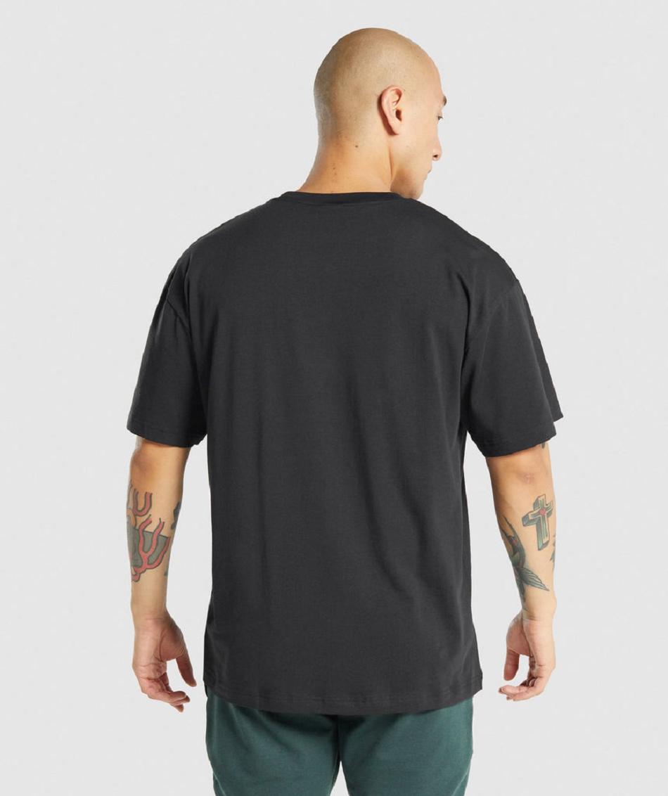 T Shirts Gymshark Essential Oversized Hombre Negras | CO 3272XYU